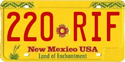 NM license plate 220RIF