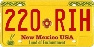 NM license plate 220RIH