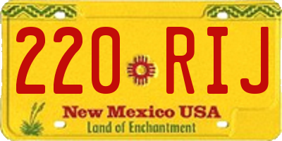 NM license plate 220RIJ