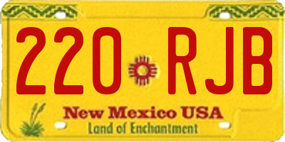 NM license plate 220RJB
