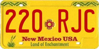 NM license plate 220RJC