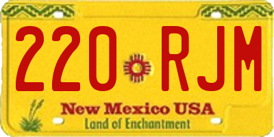 NM license plate 220RJM