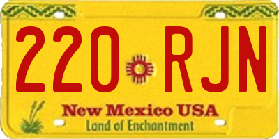 NM license plate 220RJN