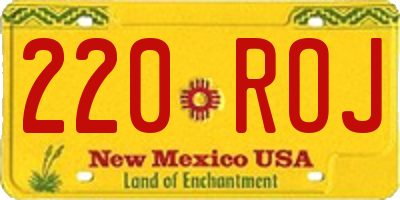 NM license plate 220ROJ
