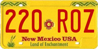 NM license plate 220ROZ