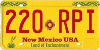 NM license plate 220RPI