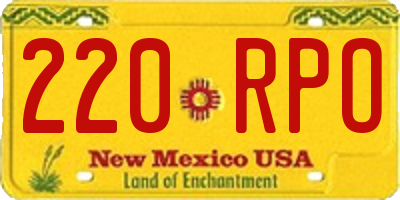 NM license plate 220RPO