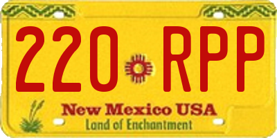 NM license plate 220RPP
