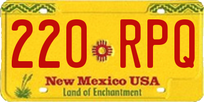 NM license plate 220RPQ
