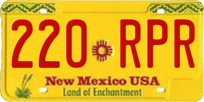 NM license plate 220RPR