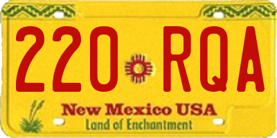 NM license plate 220RQA