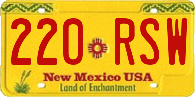 NM license plate 220RSW