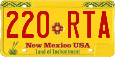 NM license plate 220RTA