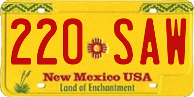 NM license plate 220SAW