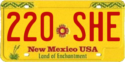 NM license plate 220SHE