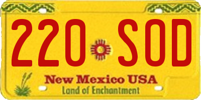 NM license plate 220SOD