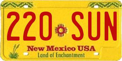 NM license plate 220SUN