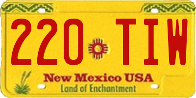 NM license plate 220TIW