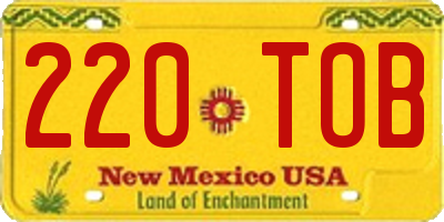 NM license plate 220TOB