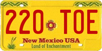 NM license plate 220TOE