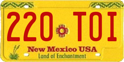 NM license plate 220TOI