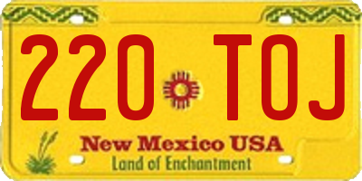 NM license plate 220TOJ