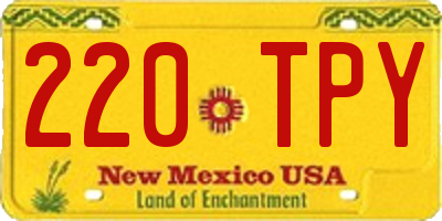 NM license plate 220TPY