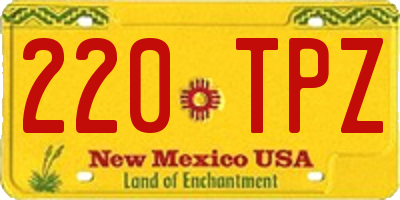 NM license plate 220TPZ