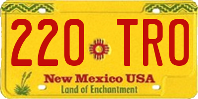 NM license plate 220TRO