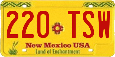 NM license plate 220TSW
