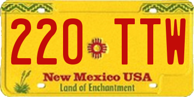 NM license plate 220TTW