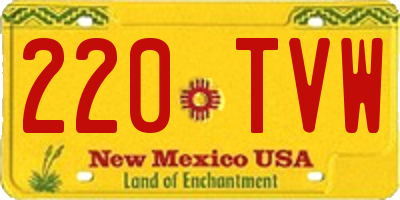 NM license plate 220TVW