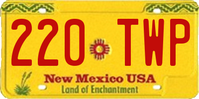 NM license plate 220TWP