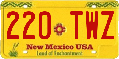 NM license plate 220TWZ