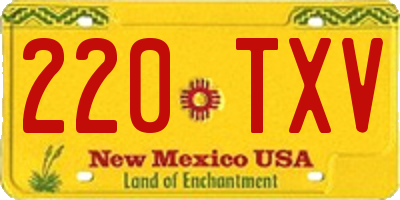 NM license plate 220TXV