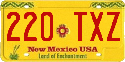 NM license plate 220TXZ
