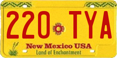 NM license plate 220TYA