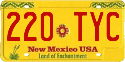 NM license plate 220TYC