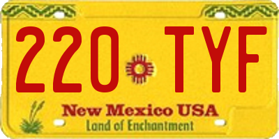 NM license plate 220TYF