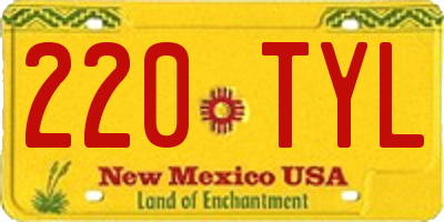 NM license plate 220TYL