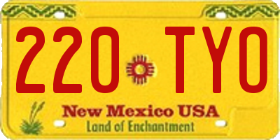 NM license plate 220TYO