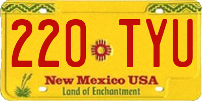 NM license plate 220TYU