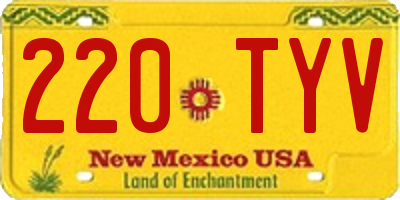 NM license plate 220TYV