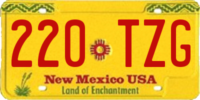 NM license plate 220TZG