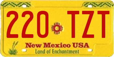 NM license plate 220TZT