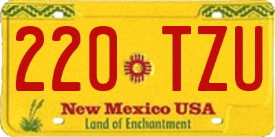 NM license plate 220TZU