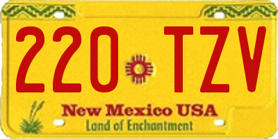 NM license plate 220TZV