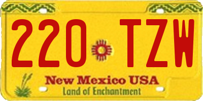 NM license plate 220TZW