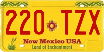 NM license plate 220TZX