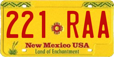 NM license plate 221RAA